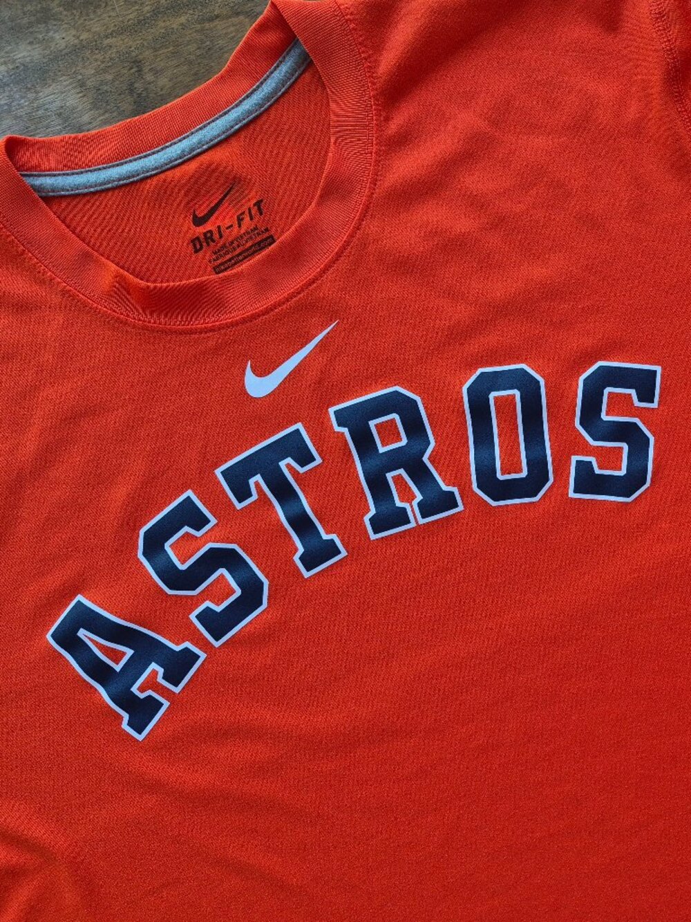 Houston Astros Mens LG T-Shirt Reg Cut Orange Nike Dri-Fit MLB Authentic